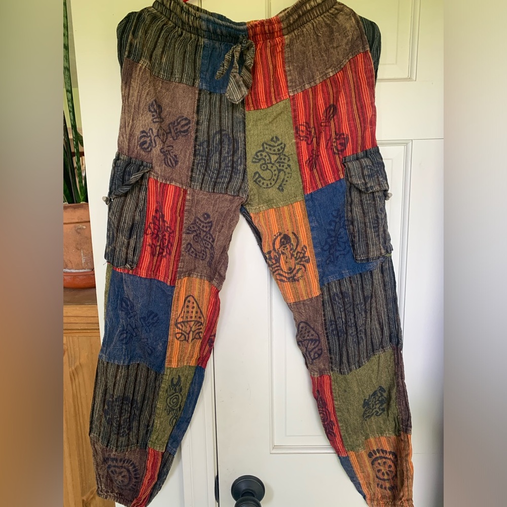 The Little Bazar -Bohemian Patchwork Cargo Pants - Multicolor